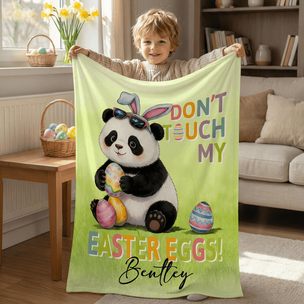 Personalisierte Don't Touch My Easter Eggs Animal Soft Throw Decke mit Namen Ostereierjagd Ostern Party Favors Geschenk für Kinder