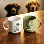 Personalized Line Girl and Her Dog 12 oz Ceramic Coffee Mug with Handle and Engraved Names Home Office Drinkware Pet Memorial Gift for Pet Lover