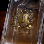 Personalised Retro Badge Initial Whiskey Decanter with Name Father's Day Birthday Gift for Fathers Liquor Lovers