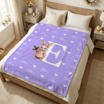 Personalised Cute Easter Peter Rabbit Soft Throw Blanket with Name and Initial Home Decor Easter Baby Shower Gift for Kids Newborns