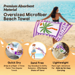 Gepersonaliseerde Palmboom Gestreepte Sneldrogende Microfiber Strandhanddoek met Naam Zomervakantie Reizen Verjaardagscadeau voor Familie Vrienden