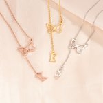 Personalized Minimalist Butterfly Lariat Necklace with Letter Dainty Jewelry Birthday Anniversary Gift for Women