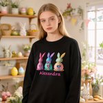 Spersonalizowana koszulka z wzorem królika bluza z kapturem z imieniem codzienny strój wielkanocny prezent urodzinowy dla matki kobiety