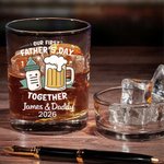 Personalised Cute Milk Bottle and Beer Mug Design 10 oz Whiskey Glass with Name and Year Home Decor Our First Father's Day Gift for Dad Wine Lovers