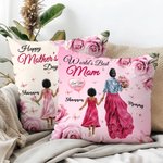 Personlig ros tecknad mamma barn mjuk kasta kuddeöverdrag med namn heminredning mors dag present till mor mormor
