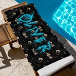 Serviette de plage personnalisée Punk Heavy Metal Design Quick Dry Oversize Towel with Name Travel Essential Beach Party Birthday Gift for Family Punk Lovers