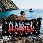 Serviette de plage personnalisée Punk Heavy Metal Design Quick Dry Oversize Towel with Name Travel Essential Beach Party Birthday Gift for Family Punk Lovers