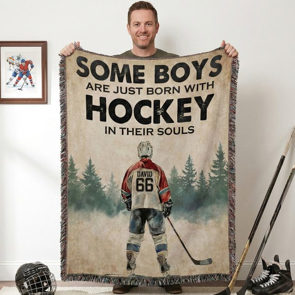 Personalisierte Hockey-Spieler Design weiche Decke mit Namen und Nummer Geburtstag täglichen Gebrauch Game Day Geschenk für Hockey-Fans Athleten werfen
