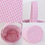 Personalized Cute Peter Rabbit Duck Sheep Plaid Bucket Basket with Name and Ruffles Easter Egg Hunting Easter Party Favors Gift for Kids