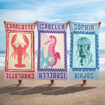Personlig Ocean Creature Quick Dry Oversized Microfiber Beach Towel med navn Travel Essentials Beach Party Bursdagsgave til venner
