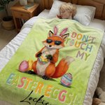 Couverture personnalisée Don't Touch My Easter Eggs Animal Soft Throw Blanket with Name Easter Egg Hunting Easter Party Favors Gift for Kids