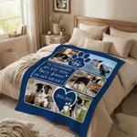 Personalized Heart Paw Print Pet Photo Warm Throw Blanket with Name and Year Memorial Bereavement Gift for Dog Owners