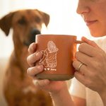 Personalized Line Girl and Her Dog 12 oz Ceramic Coffee Mug with Handle and Engraved Names Home Office Drinkware Pet Memorial Gift for Pet Lover