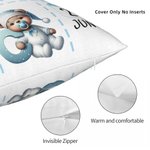Gepersonaliseerd Schattig Beren Patroon Initiaal Zacht Kussenovertrek met Naam en Geboortegegevens Babykamer Decor Verjaardagscadeau voor Pasgeborenen