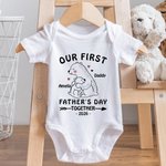 Camiseta personalizada Papá Oso y Bebé Oso 100% Algodón Pelele a Juego para Bebé Nuestro Primer Día del Padre Juntos para el Nuevo Papá Bebé