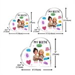 Personalized Cartoon Bestie Character Heart-Shape Acrylic Plaque with Names Desk Decor Birthday Gift for Friends