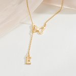 Personalized Minimalist Butterfly Lariat Necklace with Letter Dainty Jewelry Birthday Anniversary Gift for Women