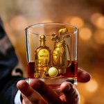 Personalised Gold Golf Equipment Whiskey Decanter Glasses Coaster Set with Name Golf Club Birthday Gift for Golf Lovers Whiskey Drinkers