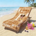 Personalised Cartoon Character Word Cloud Quick Dry Oversized Beach Towel with Initial and Name Beach Party Birthday Gift for Family