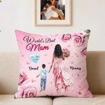 Personlig ros tecknad mamma barn mjuk kasta kuddeöverdrag med namn heminredning mors dag present till mor mormor