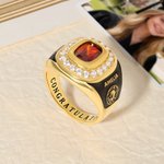 Personalizada Piedra de nacimiento Zodiaco Mascota de plata esterlina Signet Anillo con texto grabado Aniversario Regalo de graduación para la escuela secundaria Universidad Graduados