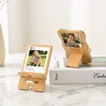 Personalisierte Foto tragbare abnehmbare Bambus Telefon Stand Ipad Halter mit Namen Text und Datum Schreibtisch Veranstalter täglichen Gebrauch Geburtstag Geschenk für Familie