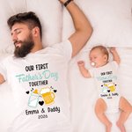 Gepersonaliseerd Gekleurde Melkflessen en Bier 100% Katoen Papa en Baby Overhemd Vaderdagcadeau voor Baby en Mannen