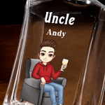Personalisierte Cartoon Charakter Whiskey Dekanter mit Namen und Jahr Vatertag Ruhestand Geschenk für Väter Barkeeper