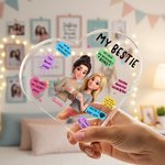 Personalized Cartoon Bestie Character Heart-Shape Acrylic Plaque with Names Desk Decor Birthday Gift for Friends