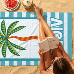 Gepersonaliseerde Palmboom Gestreepte Sneldrogende Microfiber Strandhanddoek met Naam Zomervakantie Reizen Verjaardagscadeau voor Familie Vrienden