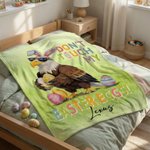 Couverture personnalisée Don't Touch My Easter Eggs Animal Soft Throw Blanket with Name Easter Egg Hunting Easter Party Favors Gift for Kids