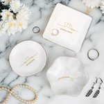 Personalisierte Keramik Schmuckschale mit Goldrand und Namen Ringteller Valentinstag Verlobung Hochzeit Geschenk für Paare