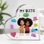 Personalized Cartoon Bestie Character Heart-Shape Acrylic Plaque with Names Desk Decor Birthday Gift for Friends