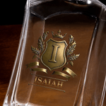 Set de 2 copas y decantador hexagonal personalizado con nombre y caja de madera para guardar Corona dorada con iniciales Regalo de cumpleaños para hombre