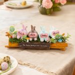 Personalised Cute Family Bunny Tree Stump Figurines with 2-8 Names and Text Home Decor Holiday Christmas Gift for Family Grandmother Grandfather