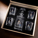 Personalised The Legend Has Officially Retired Character Whiskey Decanter with Name and Wooden Storage Box Retirement Gift for Men