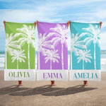 Personlig Fresh Palm Tree Överdimensionerad snabbtorkande strandhandduk med namn Resa väsentlig strandfest födelsedagspresent för kvinnor flickor