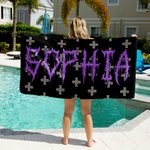 Serviette de plage personnalisée Punk Heavy Metal Design Quick Dry Oversize Towel with Name Travel Essential Beach Party Birthday Gift for Family Punk Lovers
