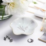Personalised Ceramic Birth Flower Trinket Jewellery Dish with Name Wedding Engagement Birthday Mother's Day Gift for Her