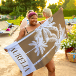 Personlig Fresh Palm Tree Överdimensionerad snabbtorkande strandhandduk med namn Resa väsentlig strandfest födelsedagspresent för kvinnor flickor