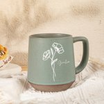 Tazza da 355 ml personalizzata in gres con nome e fiore di nascita, stile vintage - Regalo di compleanno per mamma e nonna