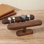 Personalized Wooden Watch Display Stand Holder with Engraved Text Anniversary Birthday Gift for Men Watch Lovers