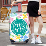 Spersonalizowany pokrowiec na bagaż z monogramem Summer Tropical Flowers Pasuje do walizki 18-32 cale Akcesoria podróżne Prezent urodzinowy dla przyjaciół miłośników podróży