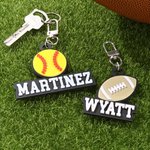 Personalisierte Basketball Baseball Sport Acryl Schlüsselanhänger Tasche Tag mit Namen Spiel Tag Geburtstag Geschenk für Sportliebhaber