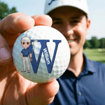 Personalized Cartoon Character Golf Ball with Name and Initial Birthday Sports Game Day Gift for Golfers Golf Players