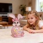 Personalised Cute Easter Bunny Wooden Egg Holder Standing with Name Easter Home Decoration Gift for Boys Girls