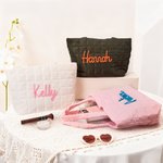 Borsetta in nylon ricamata con avvolgimento del nome, regalo di compleanno essenziale per le donne, con design a lecca-lecca personalizzato e multicolore.