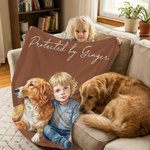 Personalised Watercolor Hand-Painted Style Photo Throw Blanket with Name Home Decor Birthday Pet Memorial Gift for Pet Owners Lovers