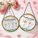 Personalized Birth Flower Sun Catcher Glass Acrylic Ornament with Name and Diamond Window Decoration Birthday Gift for Mom Grandma