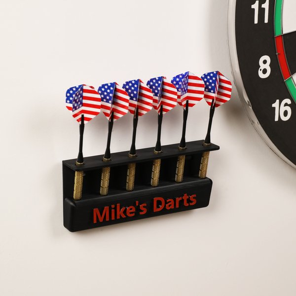 Personalised Modern Style Name Multicolour PLA 6 Dart Holder Wall Mounted Display Stand Dart Club Birthday Gift for Darts Fans Enthusiasts